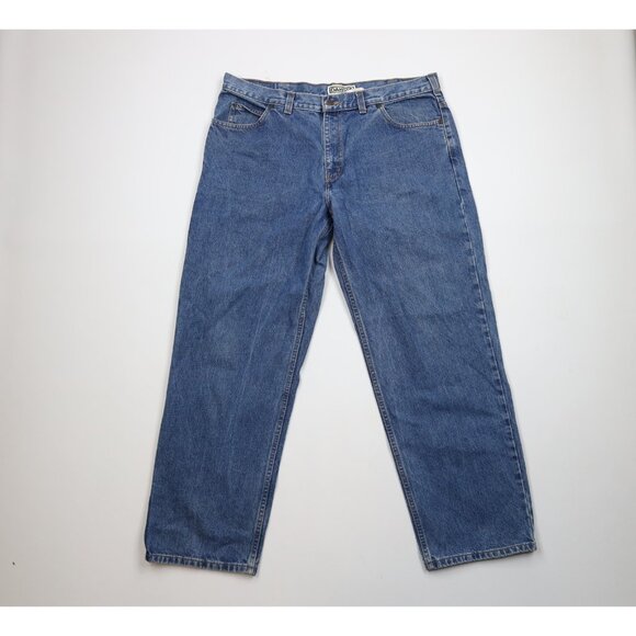 Vintage 90s Streetwear Mens 40x32 Faded Baggy Fit Wide Leg Denim Jeans Blue